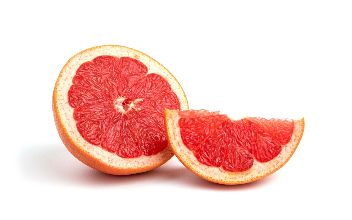 Grapefruit aufgeschnitten