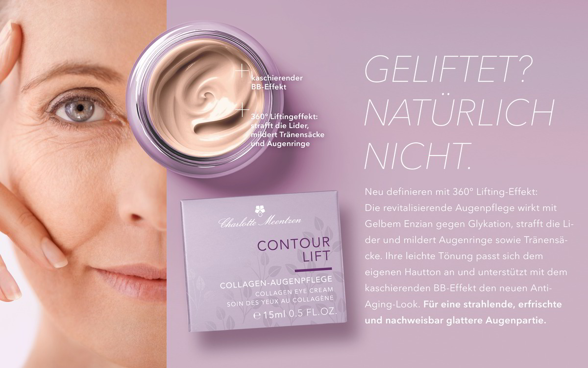 GELIFTET?NATÜRLICH NICHT.Neu definieren mit 360° Lifting-Effekt: Die revitalisierende Augenpflege wirkt mit Gelbem Enzian gegen Glykation, strafft die Lider und mildert Augenringe sowie Tränensäcke.