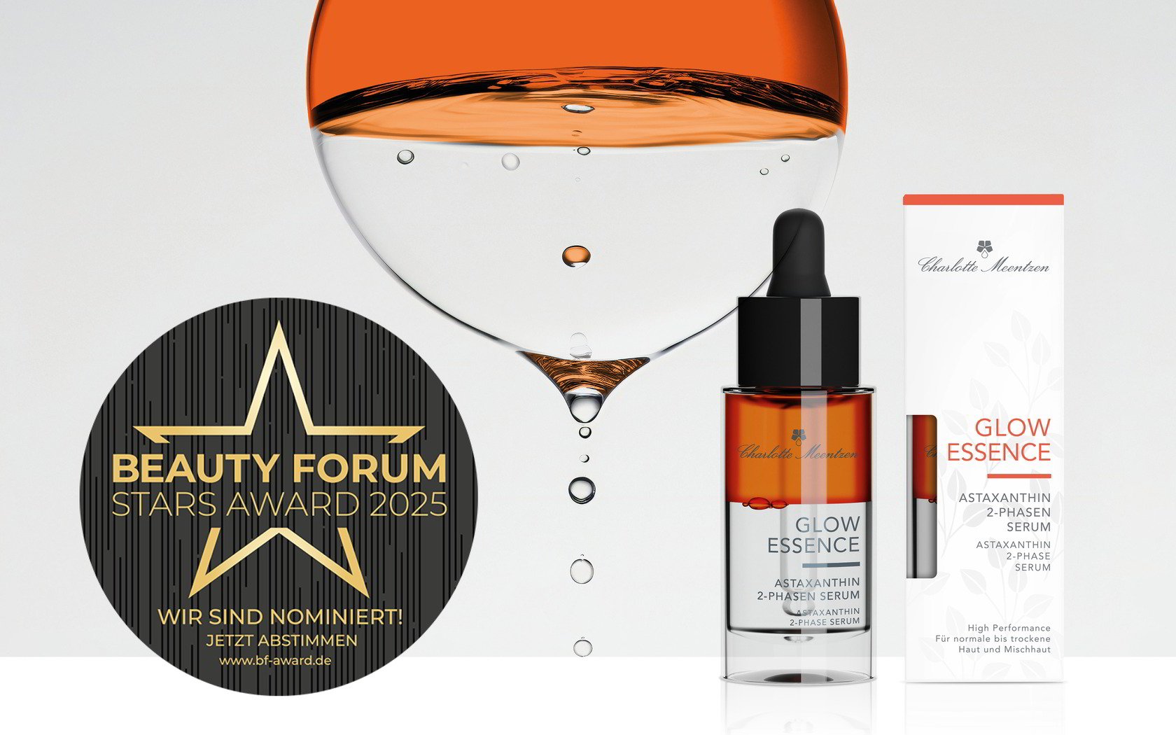 Glow Essence mit Abstimmungsbutton zum Beauty Forum Stars Award